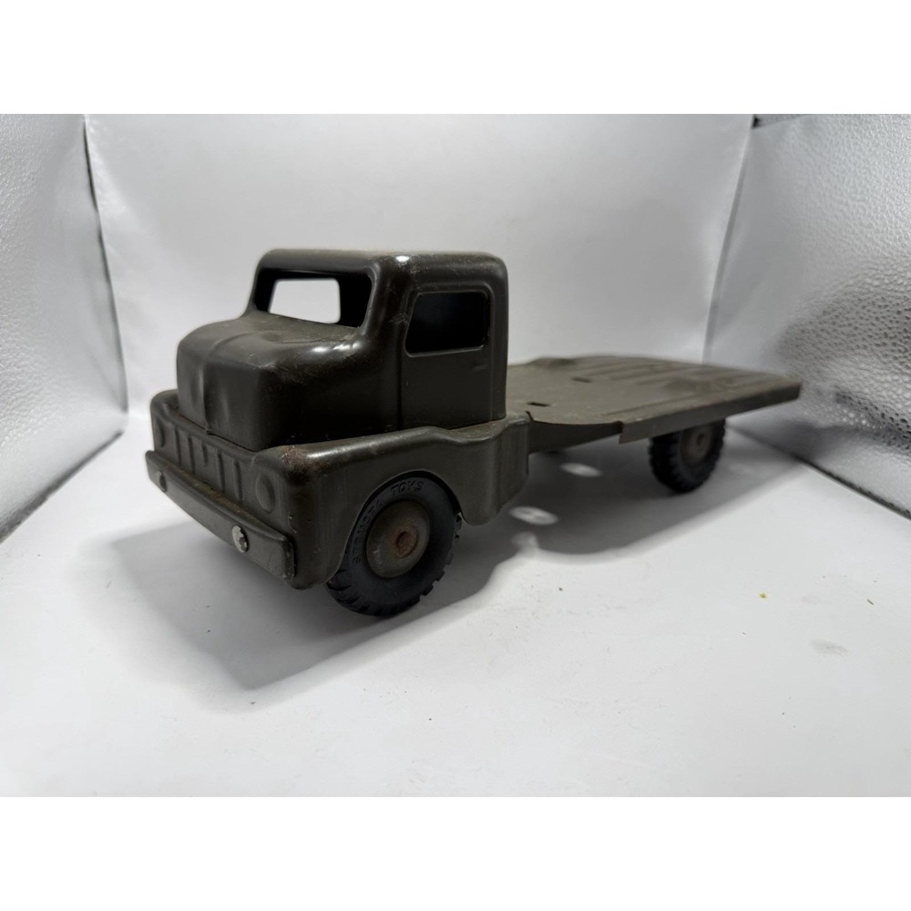 Vintage Structo Toys‎ Military Flatbed Truck Pressed Steel Army Green